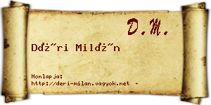 Déri Milán névjegykártya