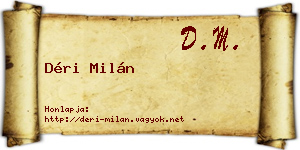 Déri Milán névjegykártya
